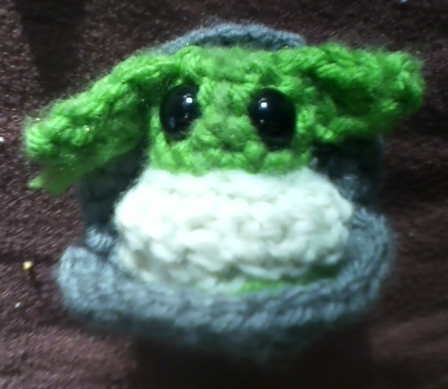 Crocheted stuffed Baby Yoda made by Hope, 2019